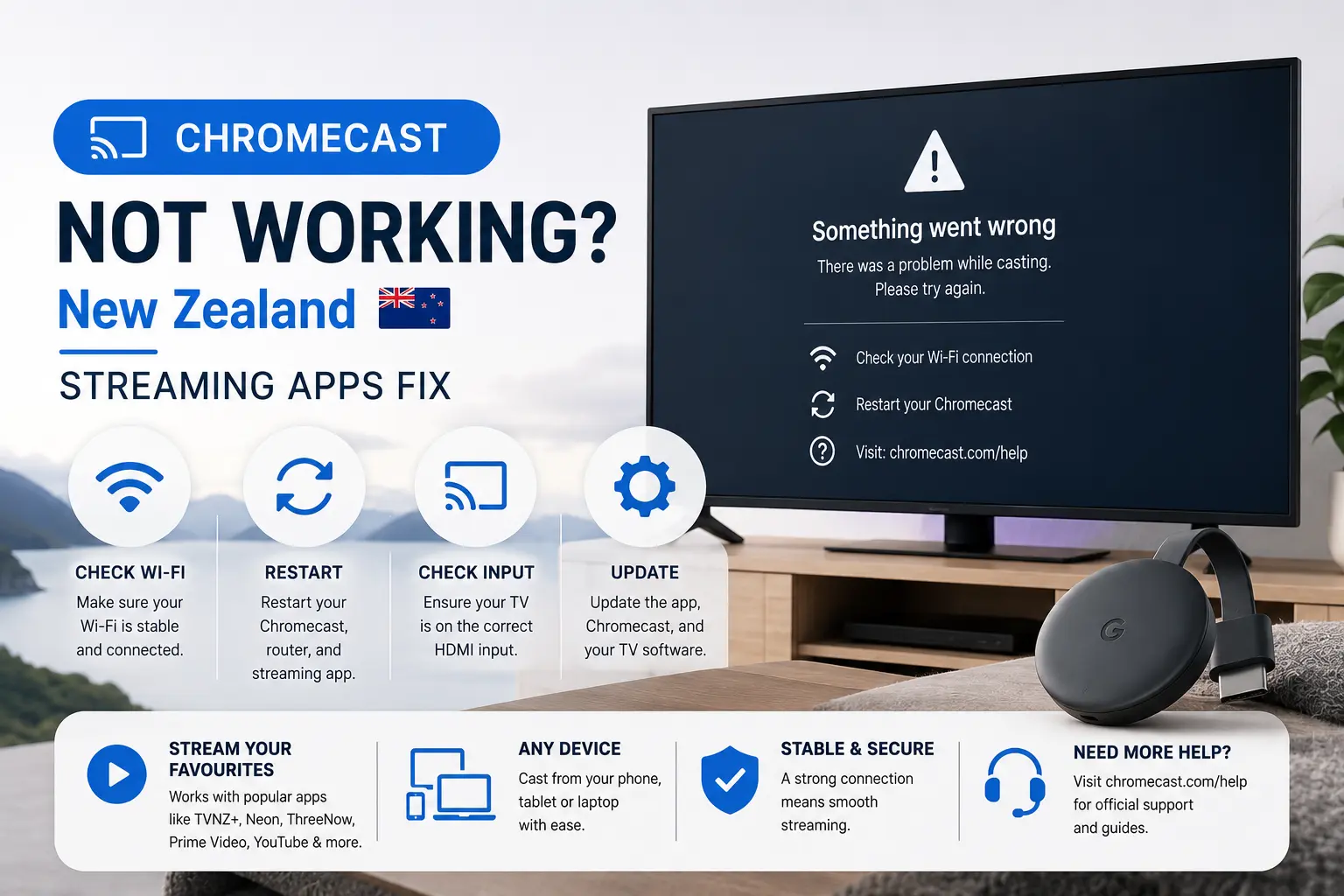 Chromecast Not Working with NZ Apps? Fix Guide